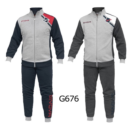 Tuta Homewear Uomo Givova Cotone Felpato Full Zip Varie Taglie Art. G676